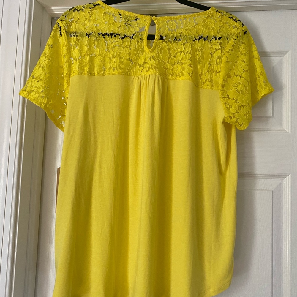 Halogen woman’s lace top bright yellow size XL NWT - Picture 2 of 5